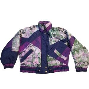 Vintage East West Patchwork Womens size Large Ski Resort Quilted Bat Wing Jacket